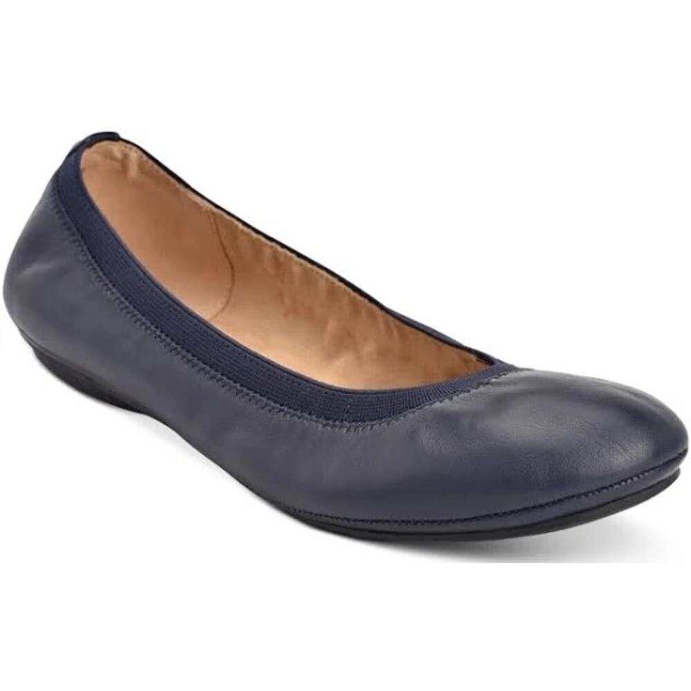 Bandalino Women's 7.5 Navy Ballet Flat Stretchy Comfort Shoe Tieks